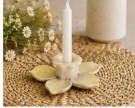 Blomst lysestake - gul/ beige thumbnail