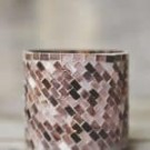 Mosaikk lysglass rosa - 12 cm thumbnail