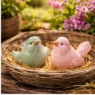 Porselensfugler i pastellfarger - sett med 3 stk thumbnail