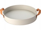 Fat i metall matt sand med brune håndtak 31 cm thumbnail