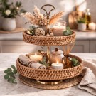 Rotting etasjefat med gulldetaljer - 38 cm høyt thumbnail