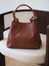 Stor flettet skinnveske cognac thumbnail