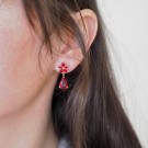 Øredobber med blomsterkrystall røde thumbnail
