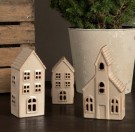 Kirke med lys i keramikk 18 cm thumbnail