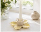 Blomst lysestake - gul/ beige thumbnail