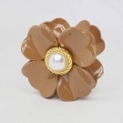 Hårklype brun blomst med perle thumbnail