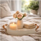 Fat i metall matt sand med brune håndtak 31 cm thumbnail