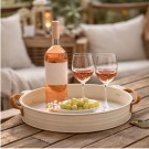 Fat i metall matt sand med brune håndtak 31 cm thumbnail