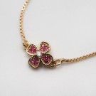 Firkløver armbånd med rosa steiner thumbnail