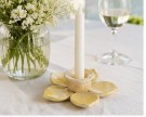 Blomst lysestake - gul/ beige thumbnail
