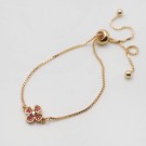 Firkløver armbånd med rosa steiner thumbnail