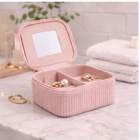 Smykkeskrin rosa firkantet