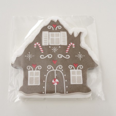 Juleserviett - pepperkakehus brun