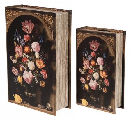Bok - oppbevaringsboks med blomster stor