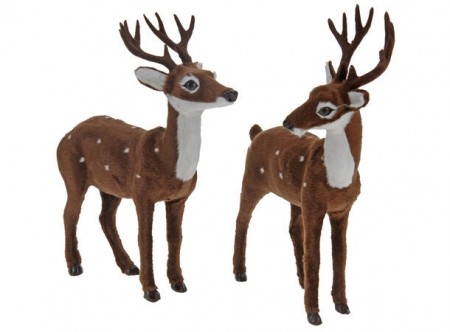 Reinsdyr i stoff/ pels - 2 stk - 26 cm høy