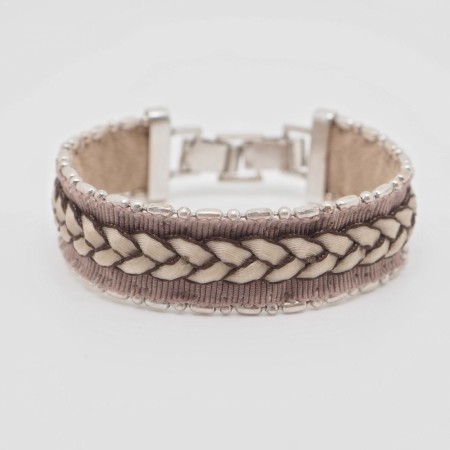 Armbånd med skinnflette beige