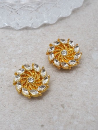 Blomsterformet gullfarget spinner med blanke stener - 2 stk