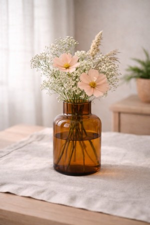 Vase resirkulert glass amber 20cm