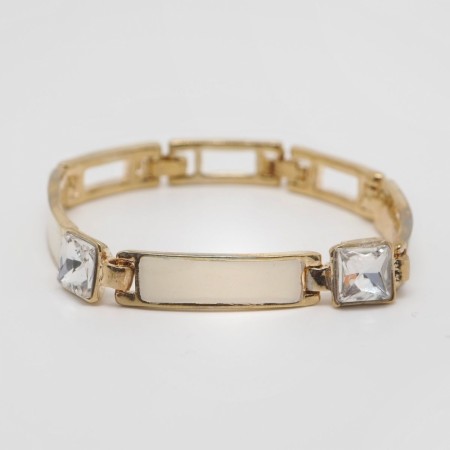 Emaljert armbånd i gullfarge med krystaller off-white