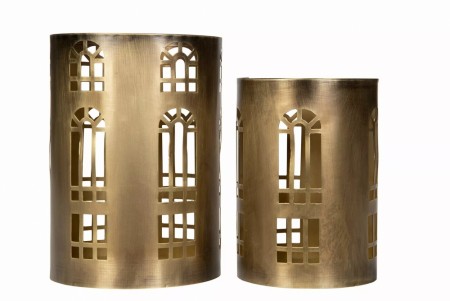 Lykt antikk messing med lanternevindu 18 cm