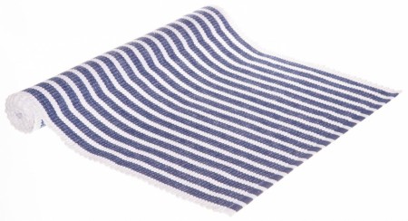 Løper stripet bomull marineblå 33x100cm