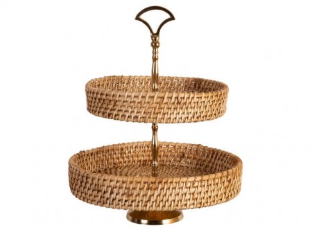 Rotting etasjefat med gulldetaljer - 38 cm høyt