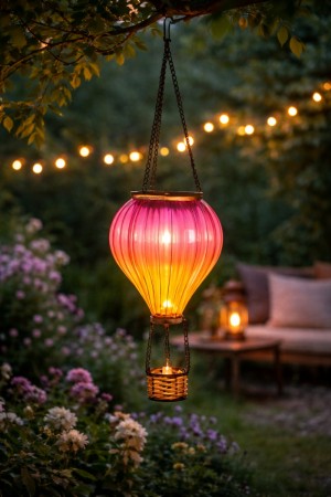 LED lampe luftballong - rosa/gul