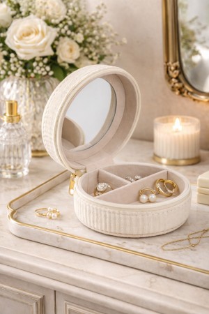 Smykkeskrin offwhite rundt