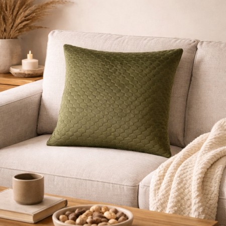 Putetrekk bikube velur grønn 45 x 45 cm