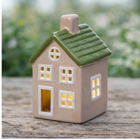 Hus med ledlys - rosa