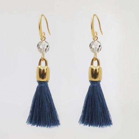 Øredobber med silketråddusk blå