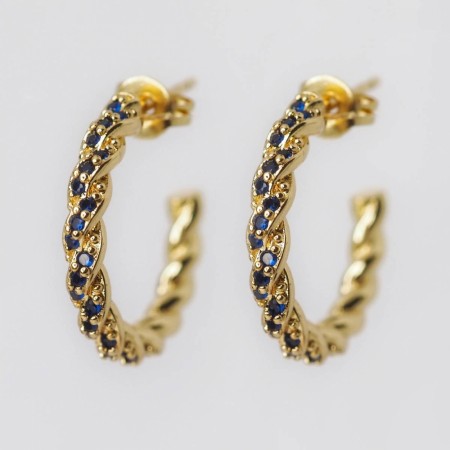 Tvunnet øreringer med steiner blå