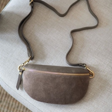 Bumbag - semsket skinn - taupe