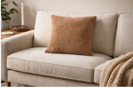 Teddy putetrekk lys brun - 45 x 45 cm