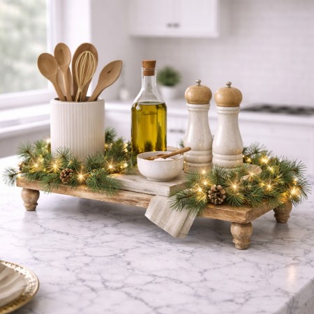 Lyslenke med LED lys, furu