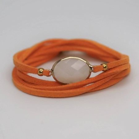 Skinnarmbånd med glassten orange