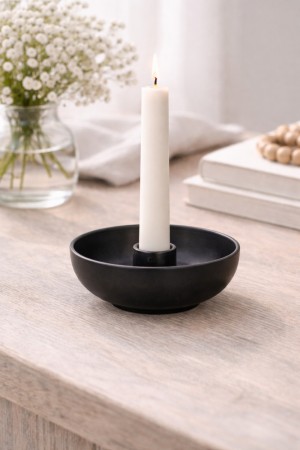 Lysskål til kronelys - matt sort