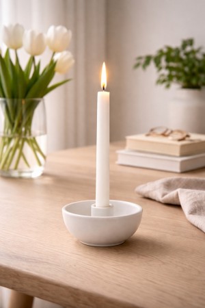 Lysskål til kronelys - hvit