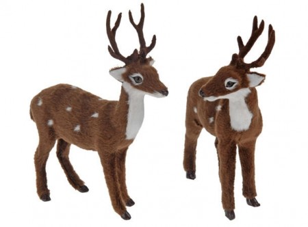 Reinsdyr i stoff/ pels - 2 stk - 15 cm høy