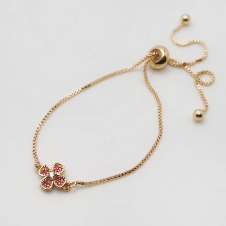 Firkløver armbånd med rosa steiner